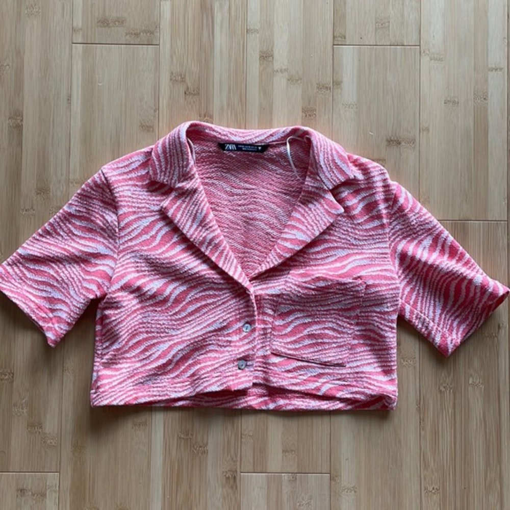 Pink Zebra Print Cropped Top